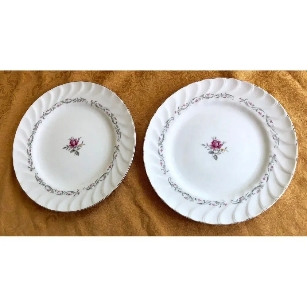 Set of Two Vintage Royal Swirl Fine China Plates by Fine China of Japan